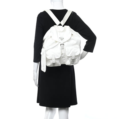Prada Nylon Vela Saffiano Medium Backpack White 2 of 11