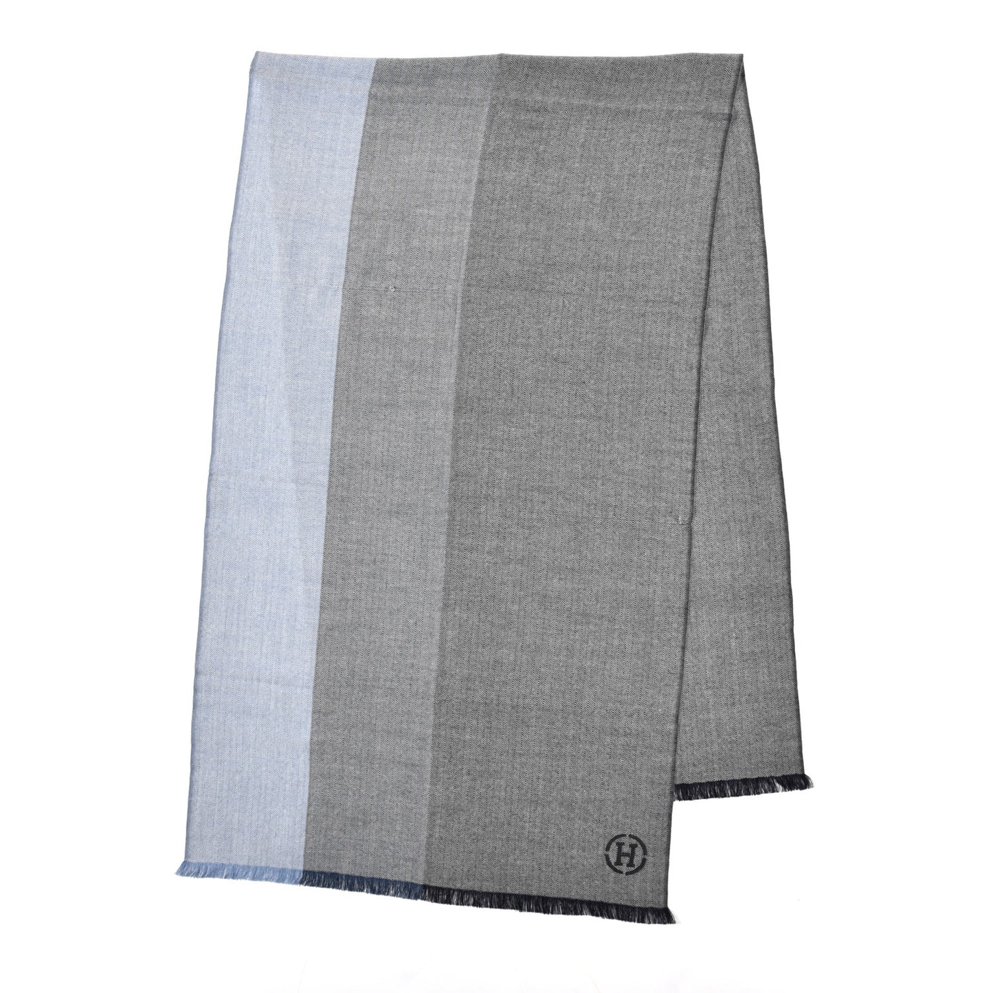 Cashmere Colorblock Himalaya Artisanale Muffler Marine Bleu Pilote