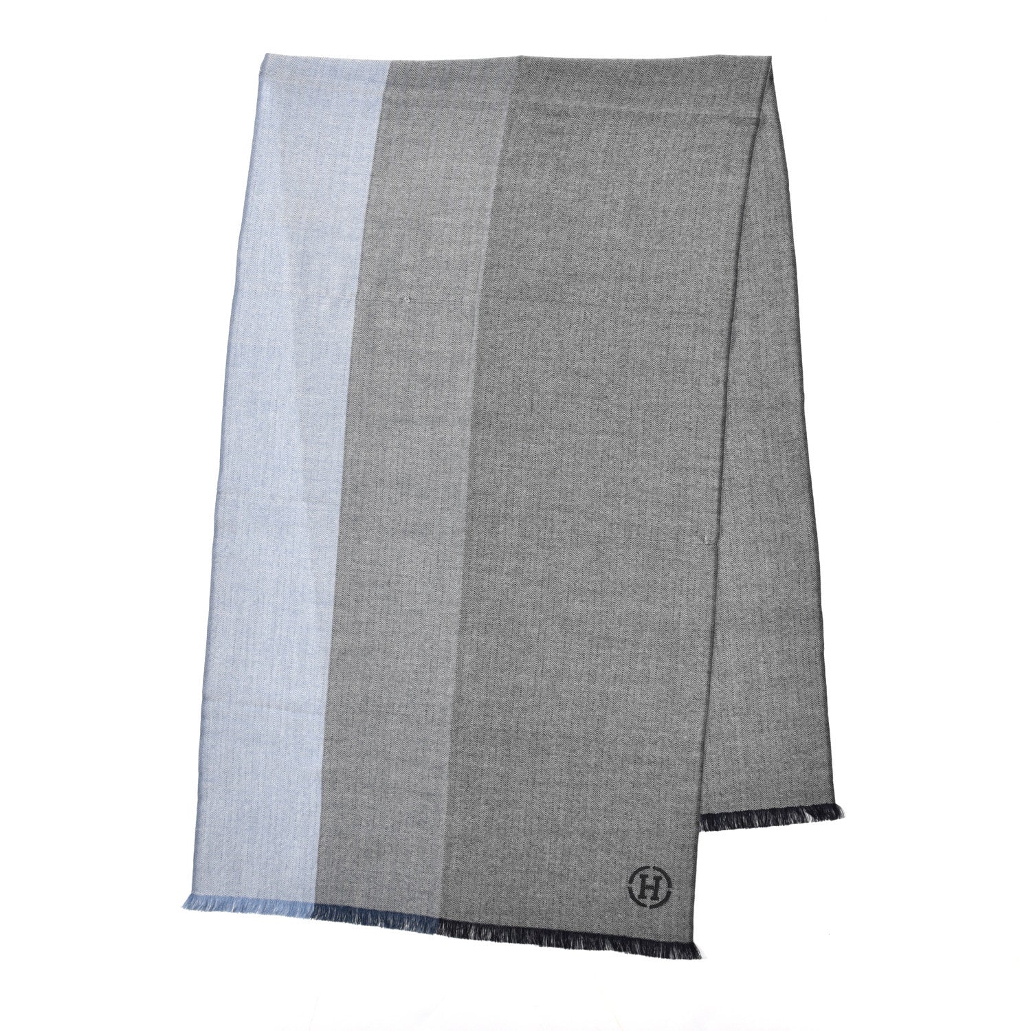 Hermes Cashmere Colorblock Himalaya Artisanale Muffler Marine Bleu Pilote 2 of 6