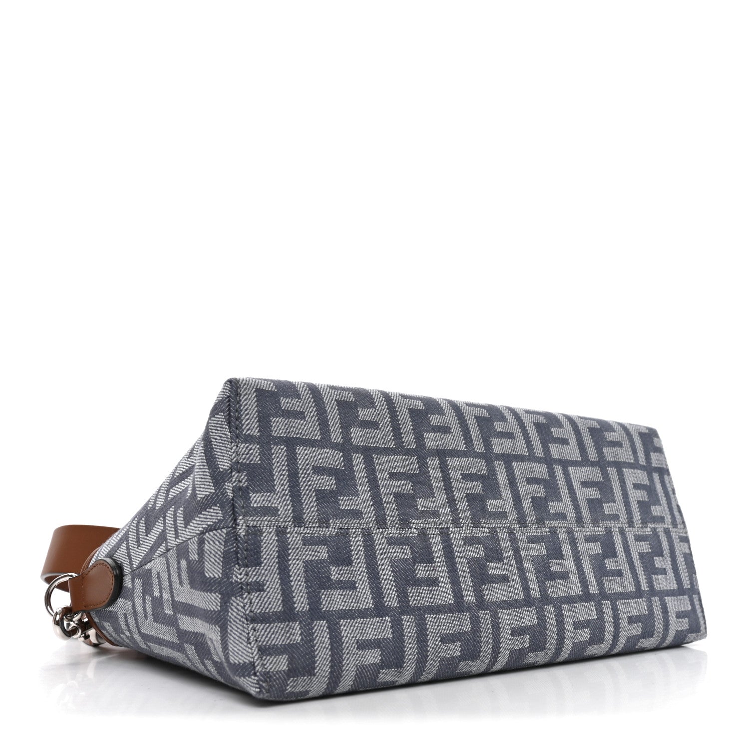 Fendi Denim Vitello Grace FF Mini By The Way Boston Bag Blue