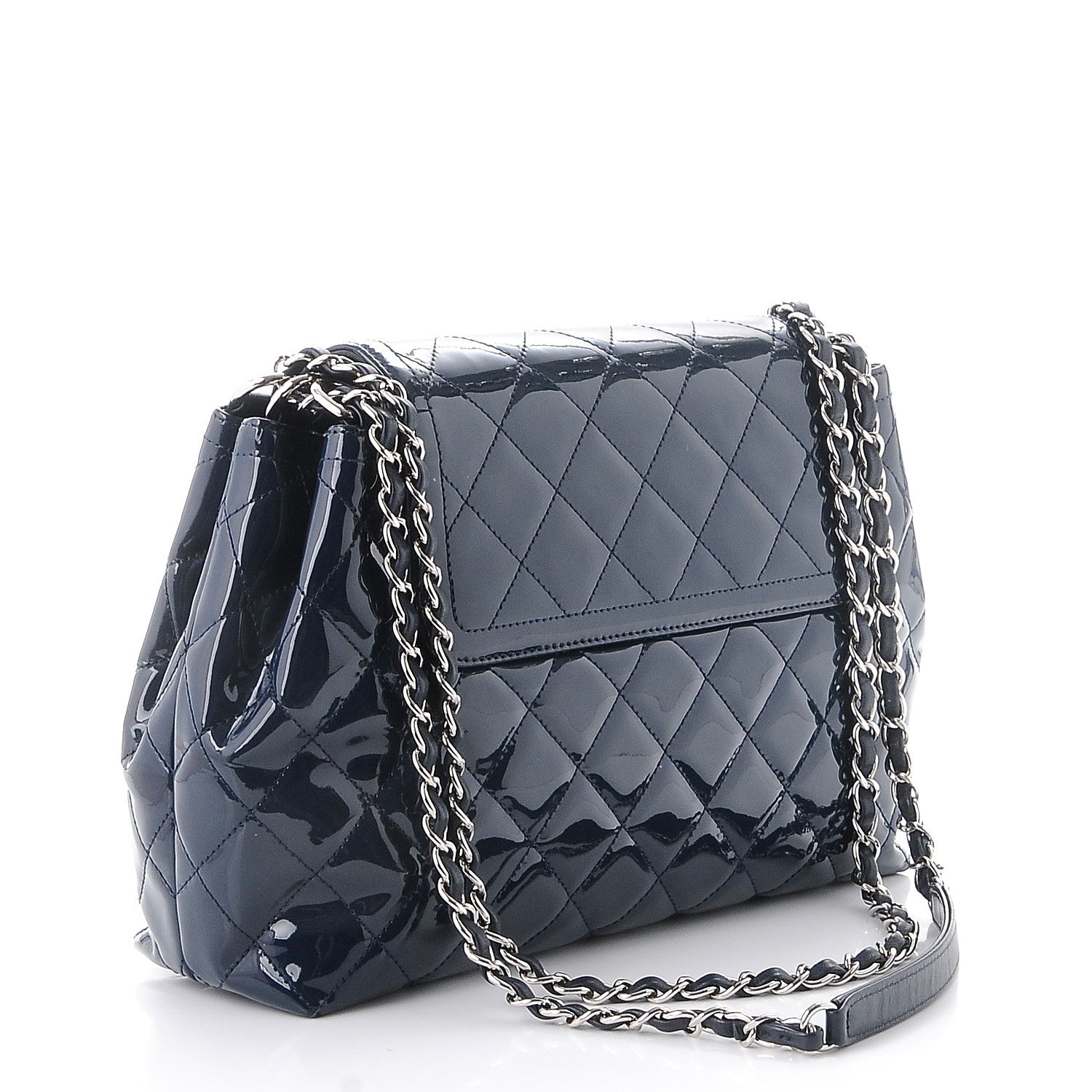 Chanel Patent Quilted Large Coco Shine Accordion Flap Dark Navy Blue 4 of 9