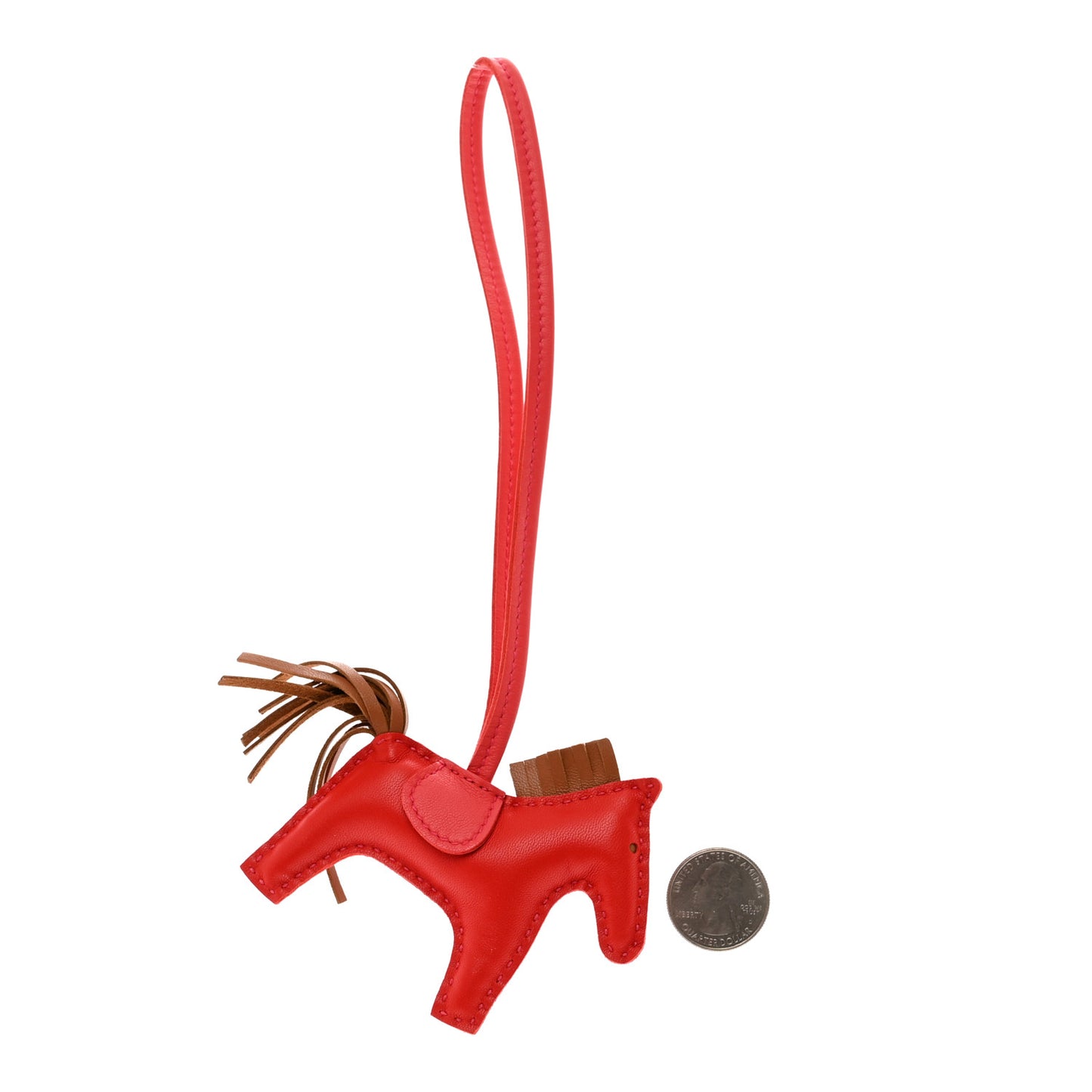 Milo Lambskin Grigri Rodeo Horse Bag Charm PM Rouge Indien Gold Bougainvillea