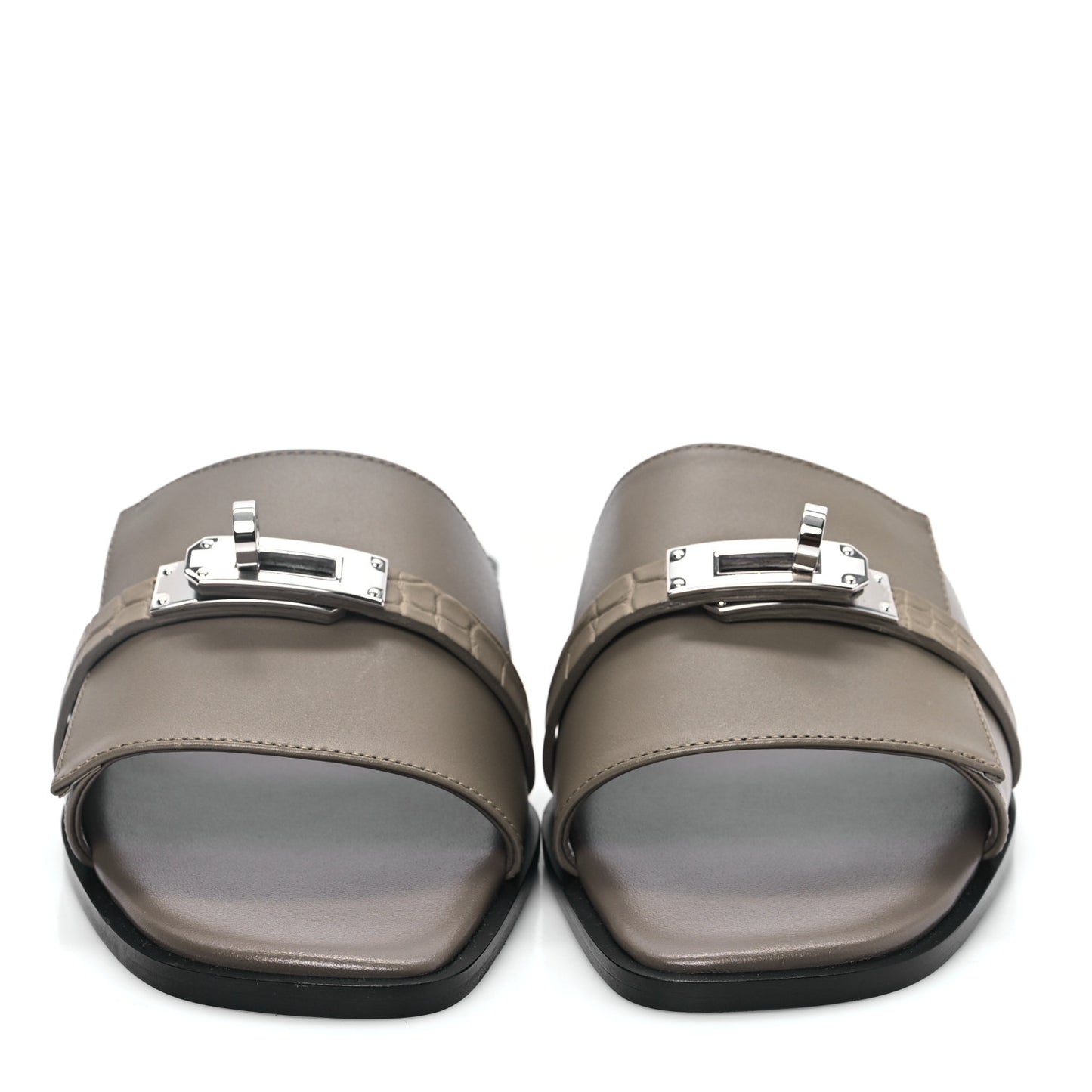 Calfskin Matte Alligator Giulia Sandals 38 Etoupe