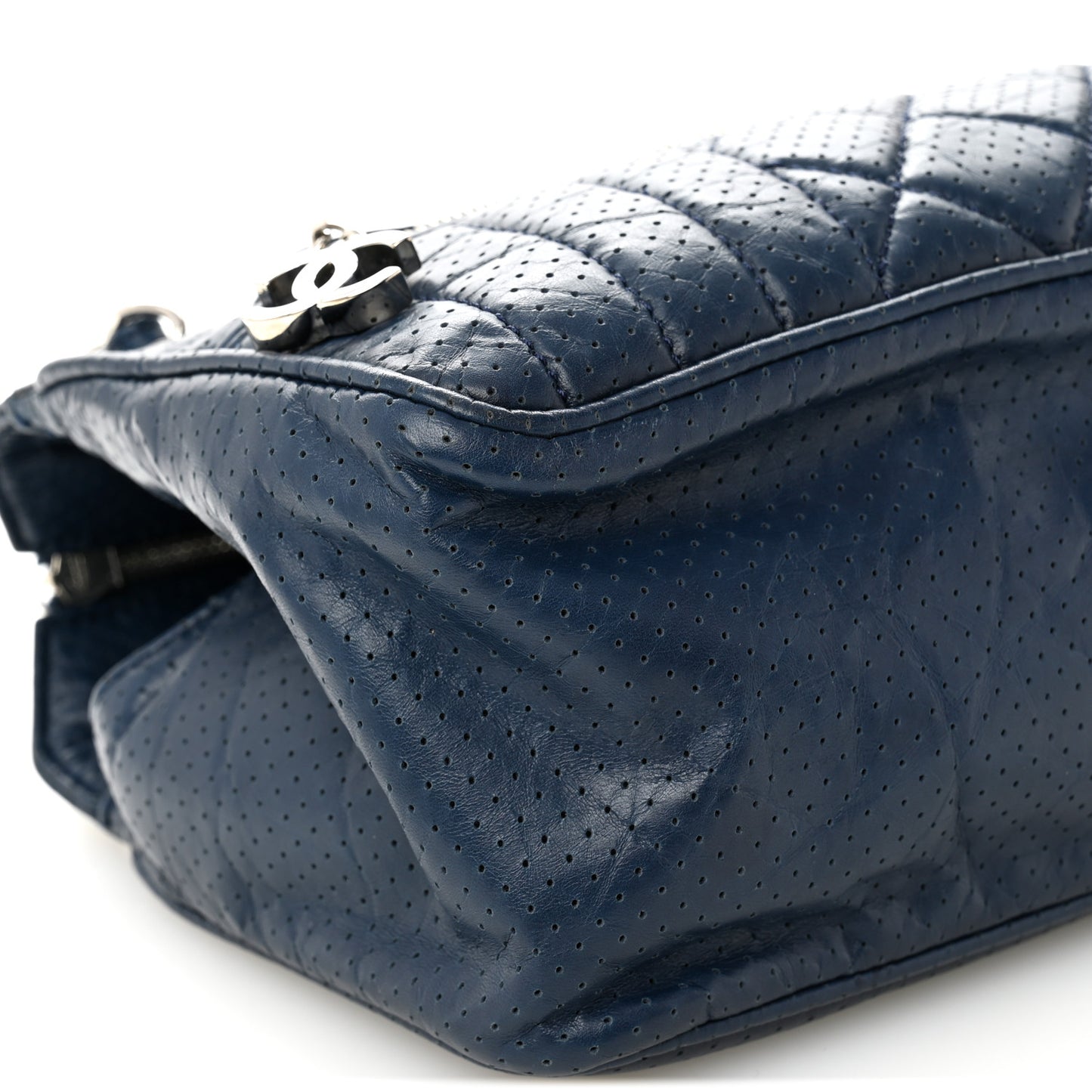 Calfskin Perforated 50's Satchel Marine Fonce