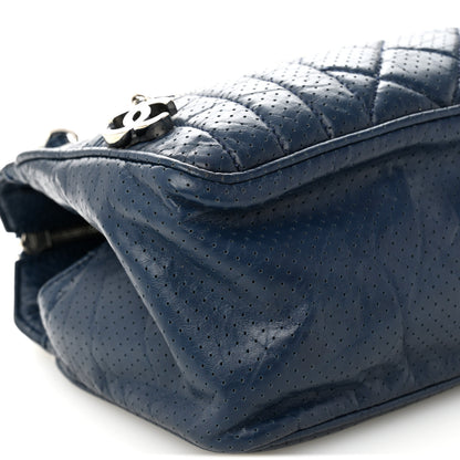 Chanel Calfskin Perforated 50's Satchel Marine Fonce 10 of 12