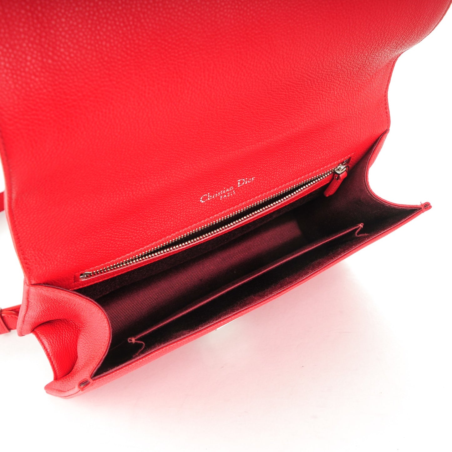 Grained Calfskin Medium Diorama Flap Bag Red