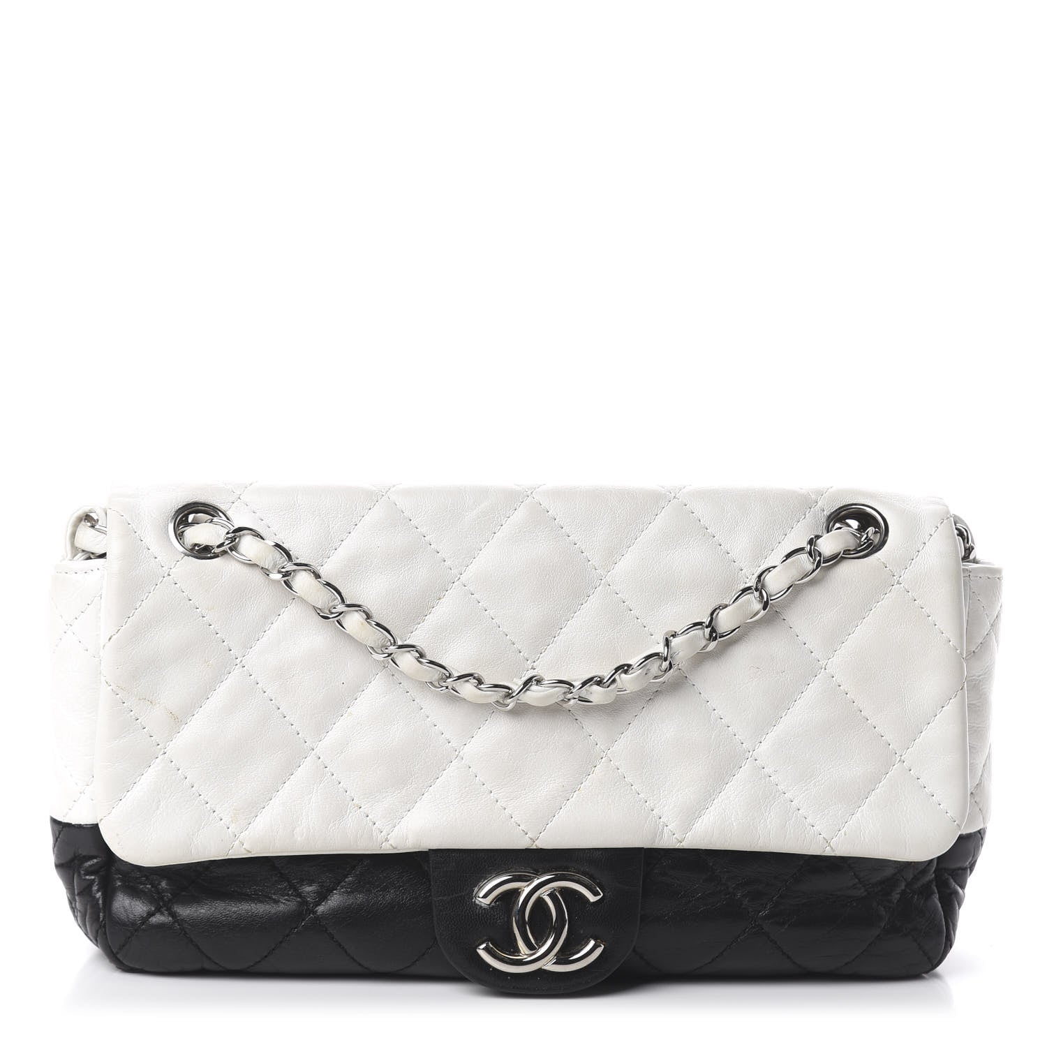 Chanel Lambskin Quilted Medium Flap Black White 1 of 9