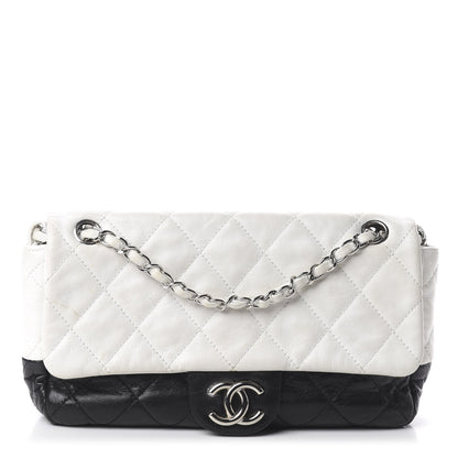 Chanel Lambskin Quilted Medium Flap Black White 1 of 9
