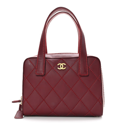 Chanel Calfskin Contrast Stitch Small Surpique Bowler Red 1 of 8