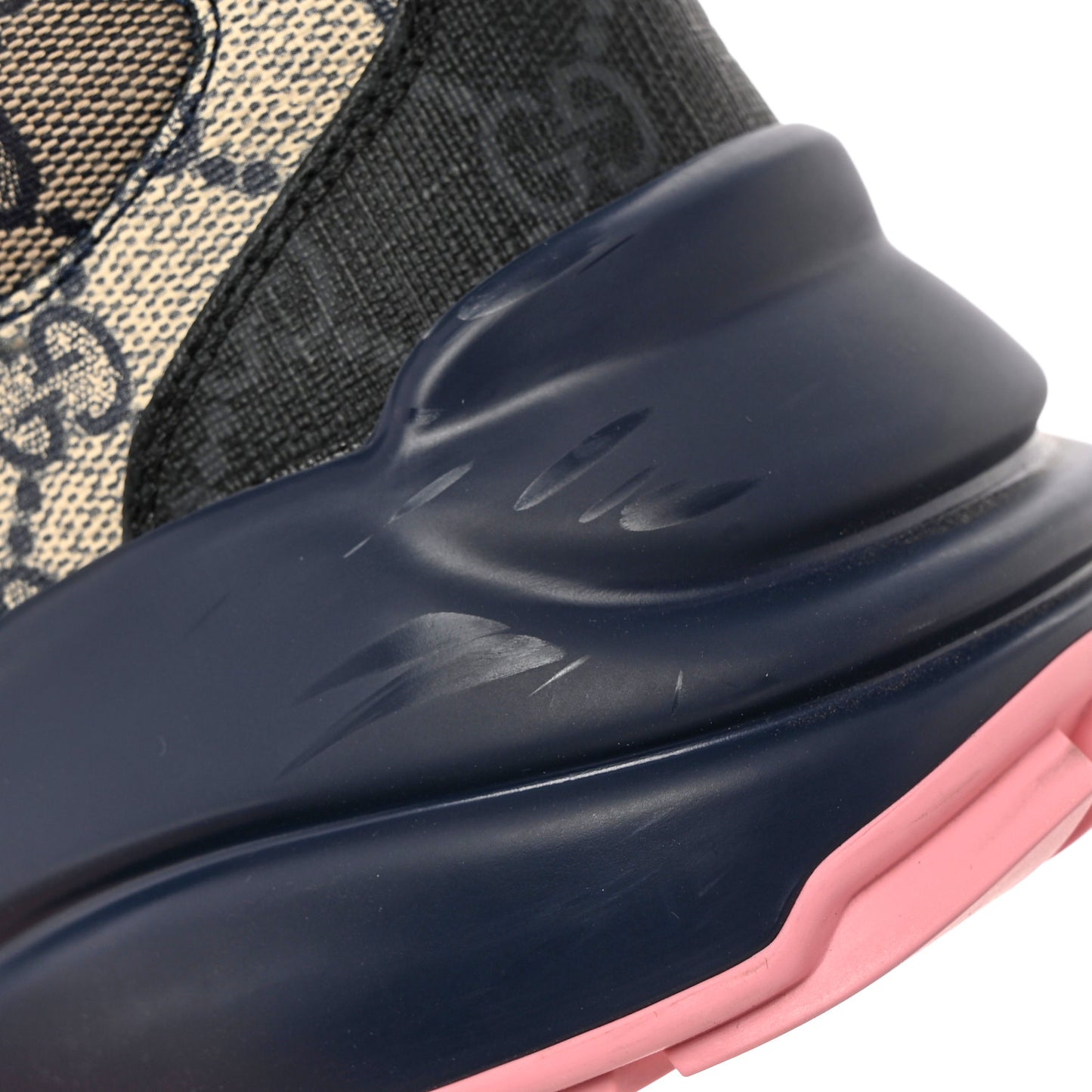 GG Supreme Monogram Rhyton Sneakers 38 Beige Blue Pink