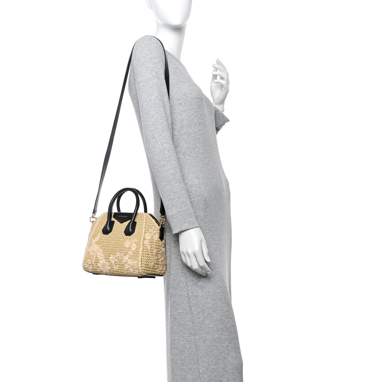 Givenchy Raffia Embroidered Mini Antigona Natural Black 2 of 10