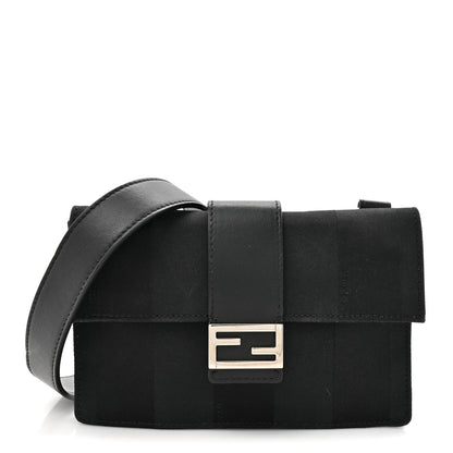 Fendi Recycled Nylon Vitello Grace Light Pequin Baguette Belt Pouch Black 1 of 12