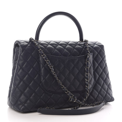 Chanel Caviar Quilted Medium Coco Handle Flap Navy Blue 3 of 9