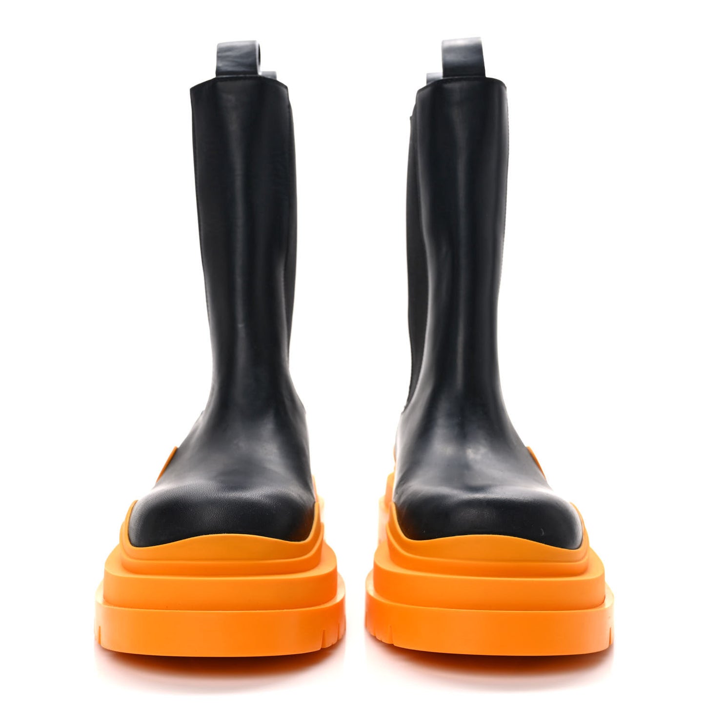 Calfskin The Tire Chelsea Boots 40.5 Black Tangerine