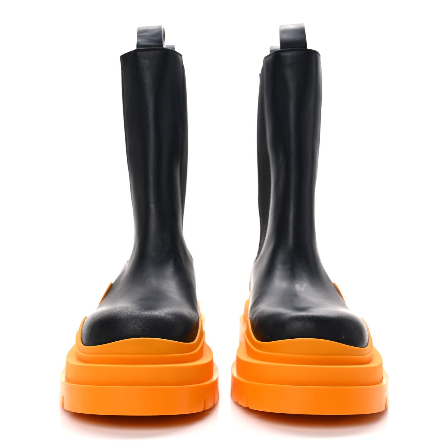 Bottega Veneta Calfskin The Tire Chelsea Boots 40.5 Black Tangerine 2 of 7