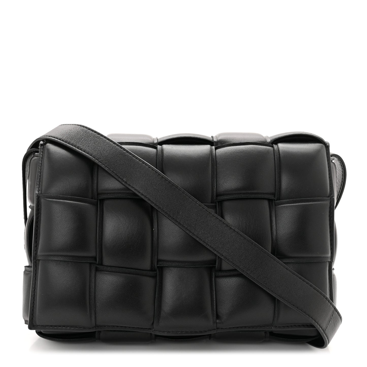 Nappa Maxi Intreccio Padded Cassette Crossbody Bag Black