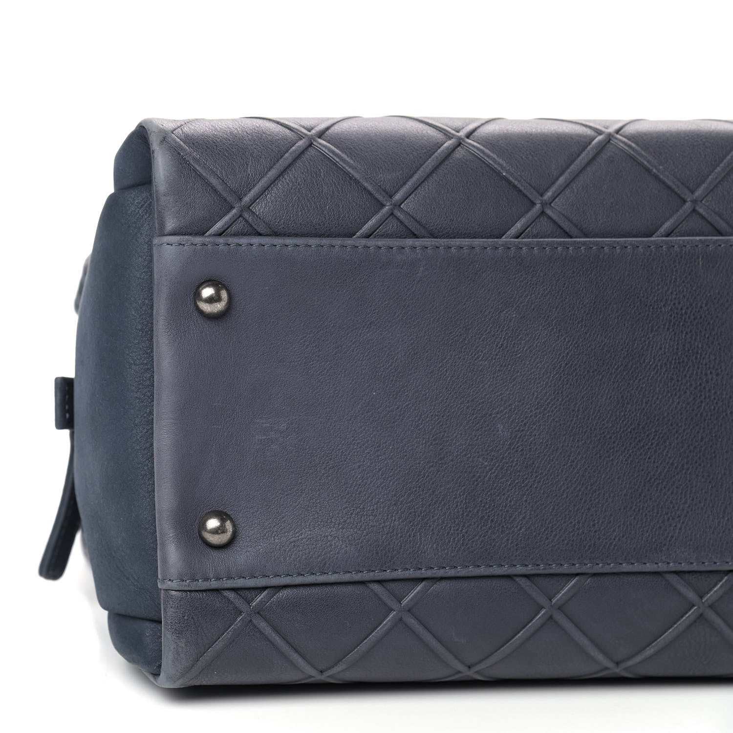Chanel Calfskin Diamond Embossed Large CC Zip Shopping Tote Blue 5 of 8