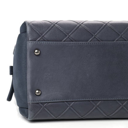 Chanel Calfskin Diamond Embossed Large CC Zip Shopping Tote Blue 5 of 8