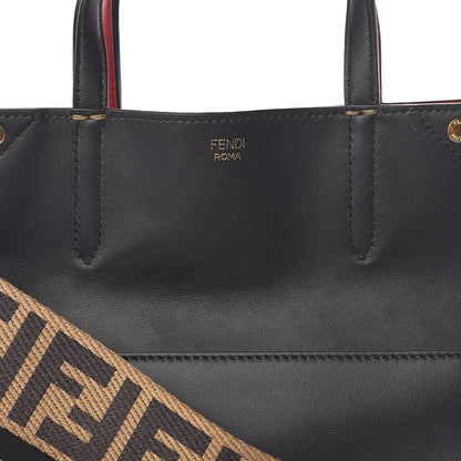 Fendi Vitello Grace Suede Small Flip Tote Black Fragola Marrone 9 of 11