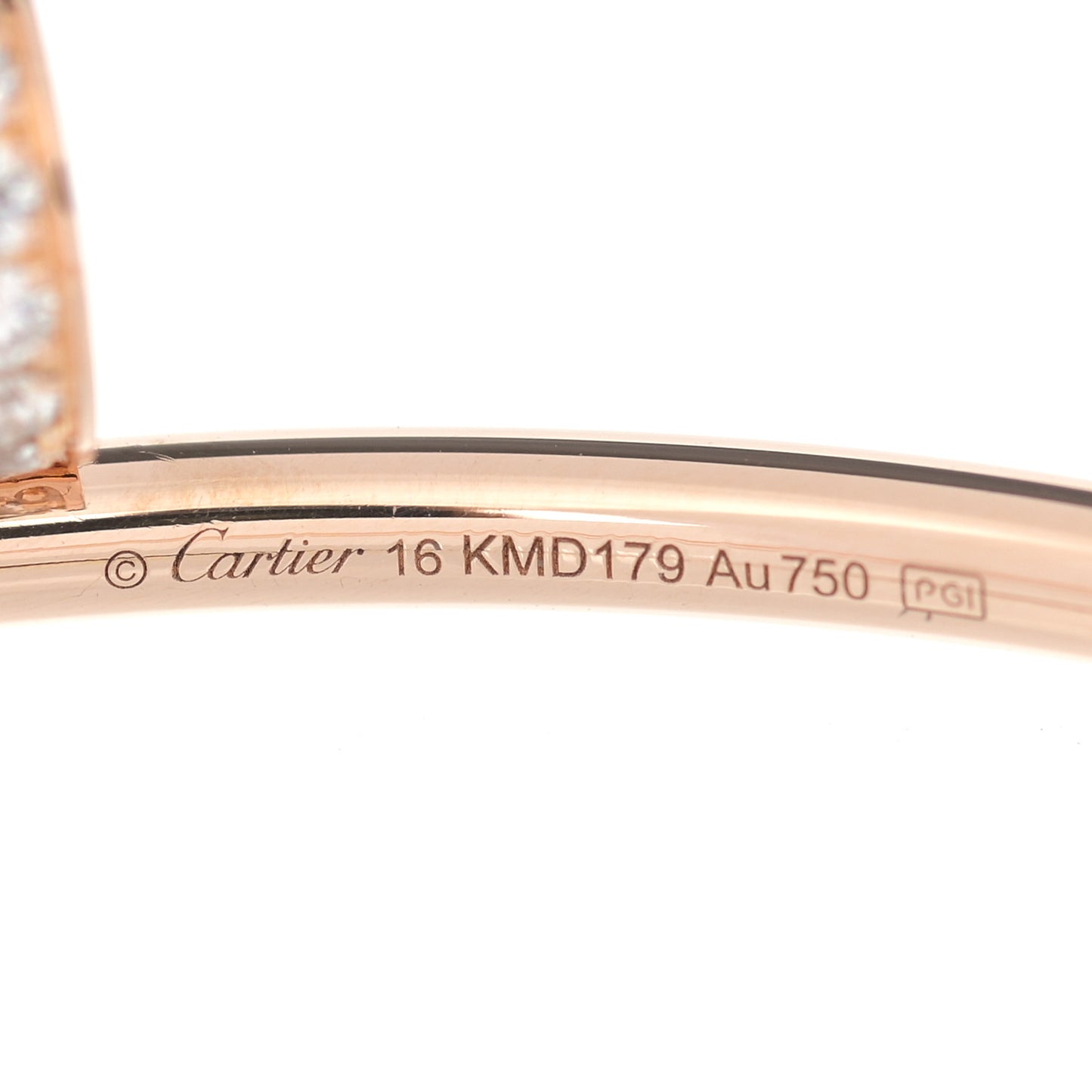 18K Pink Gold Diamond Small Juste Un Clou Bracelet 16