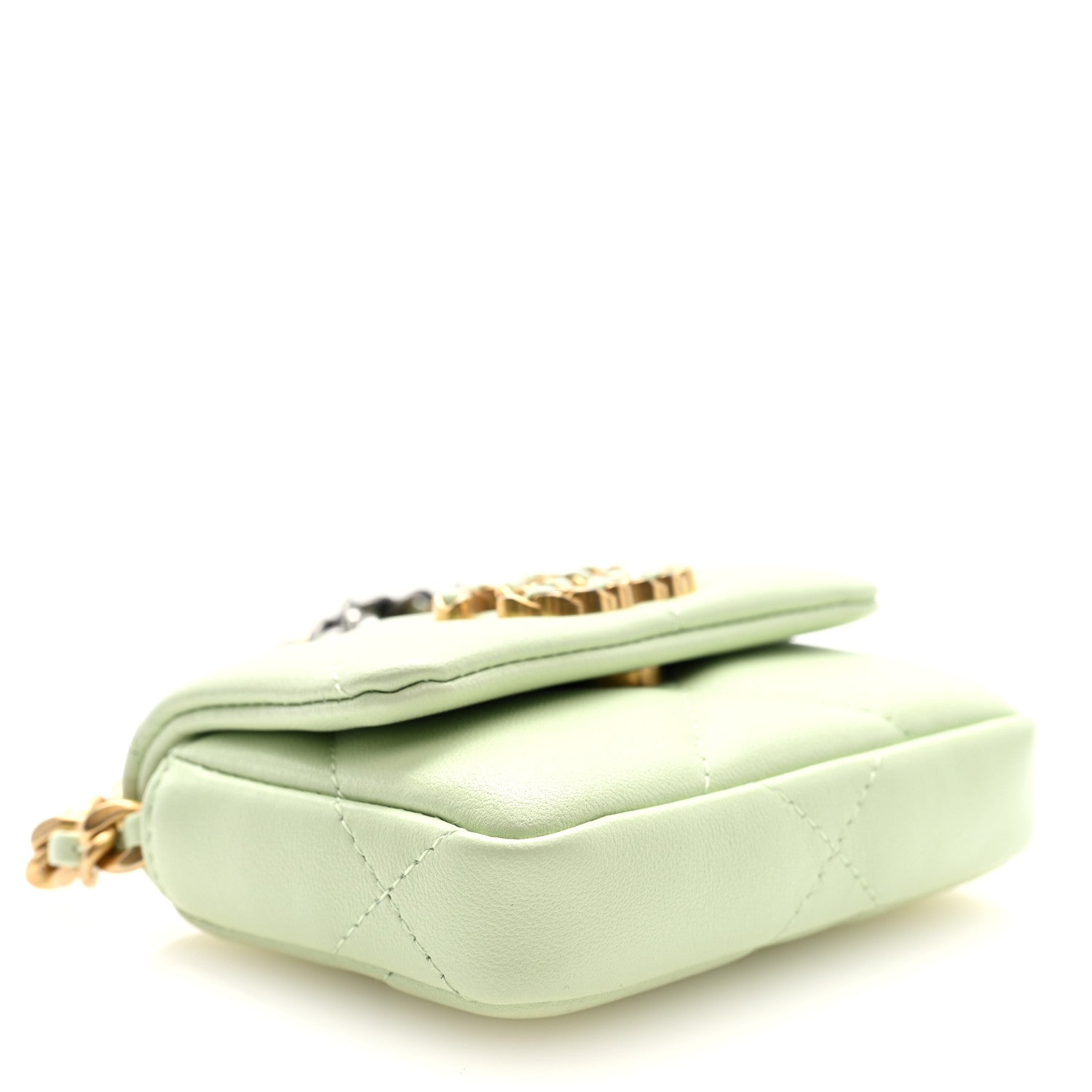 Chanel Lambskin Quilted Chanel 19 Flap Mini Shoulder Bag Light Green 4 of 10