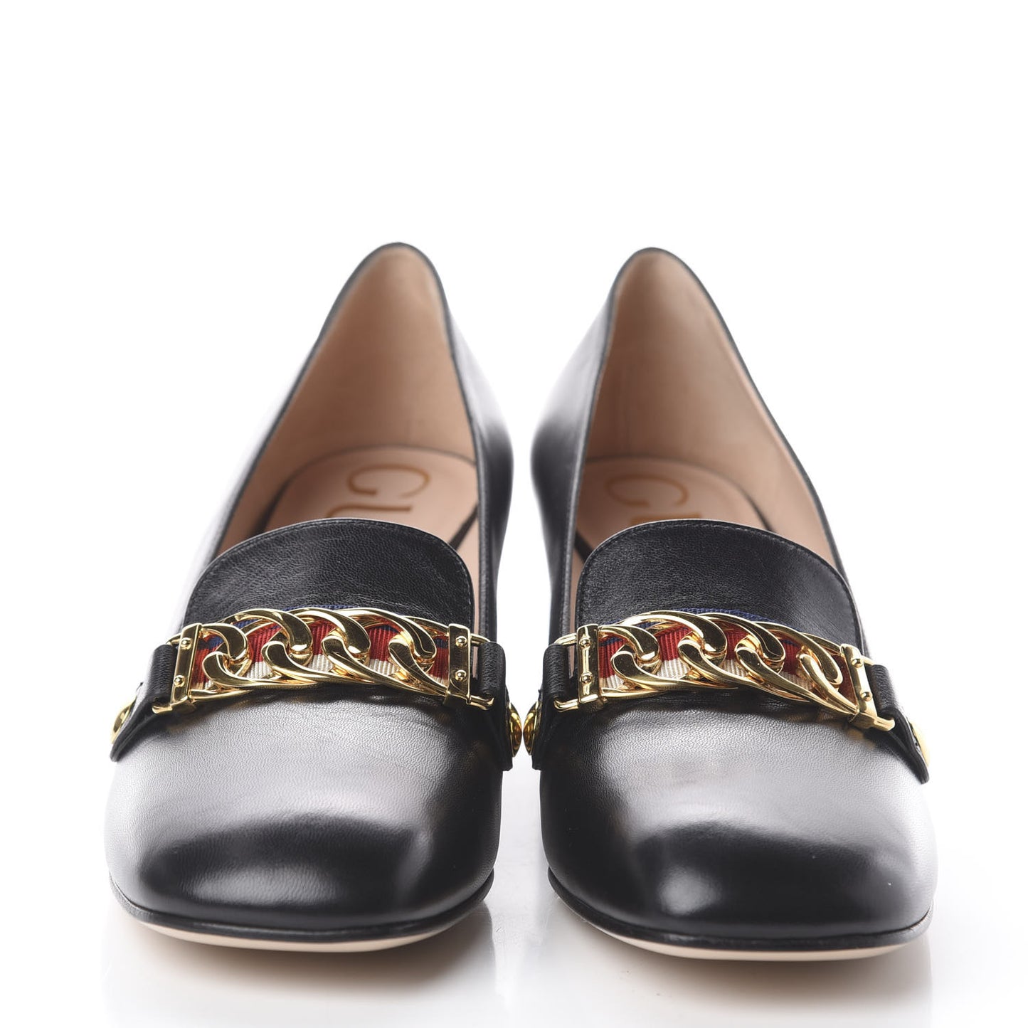 Malaga Kid Sylvie Web Chain Mid Heel Loafers 38 Black