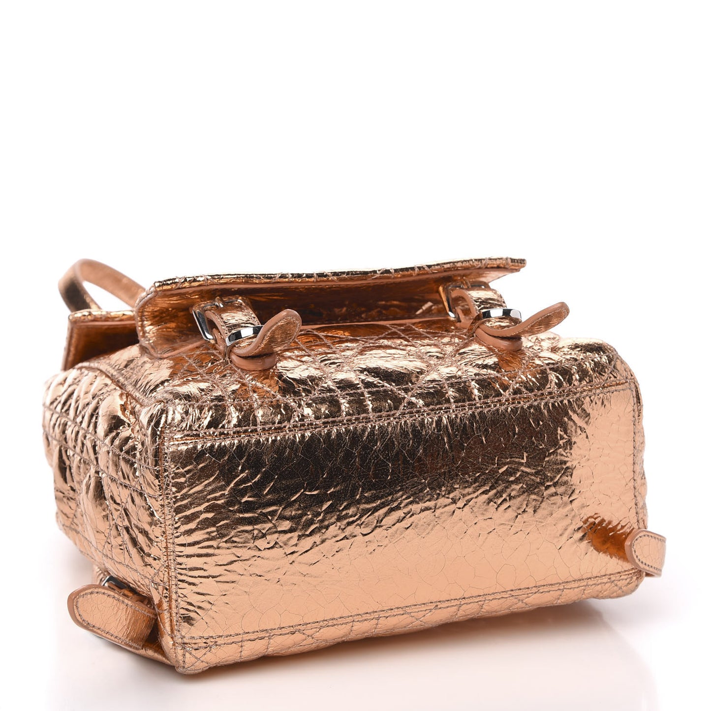 Ceramic Effect Deerskin Cannage Small Stardust Backpack Gold