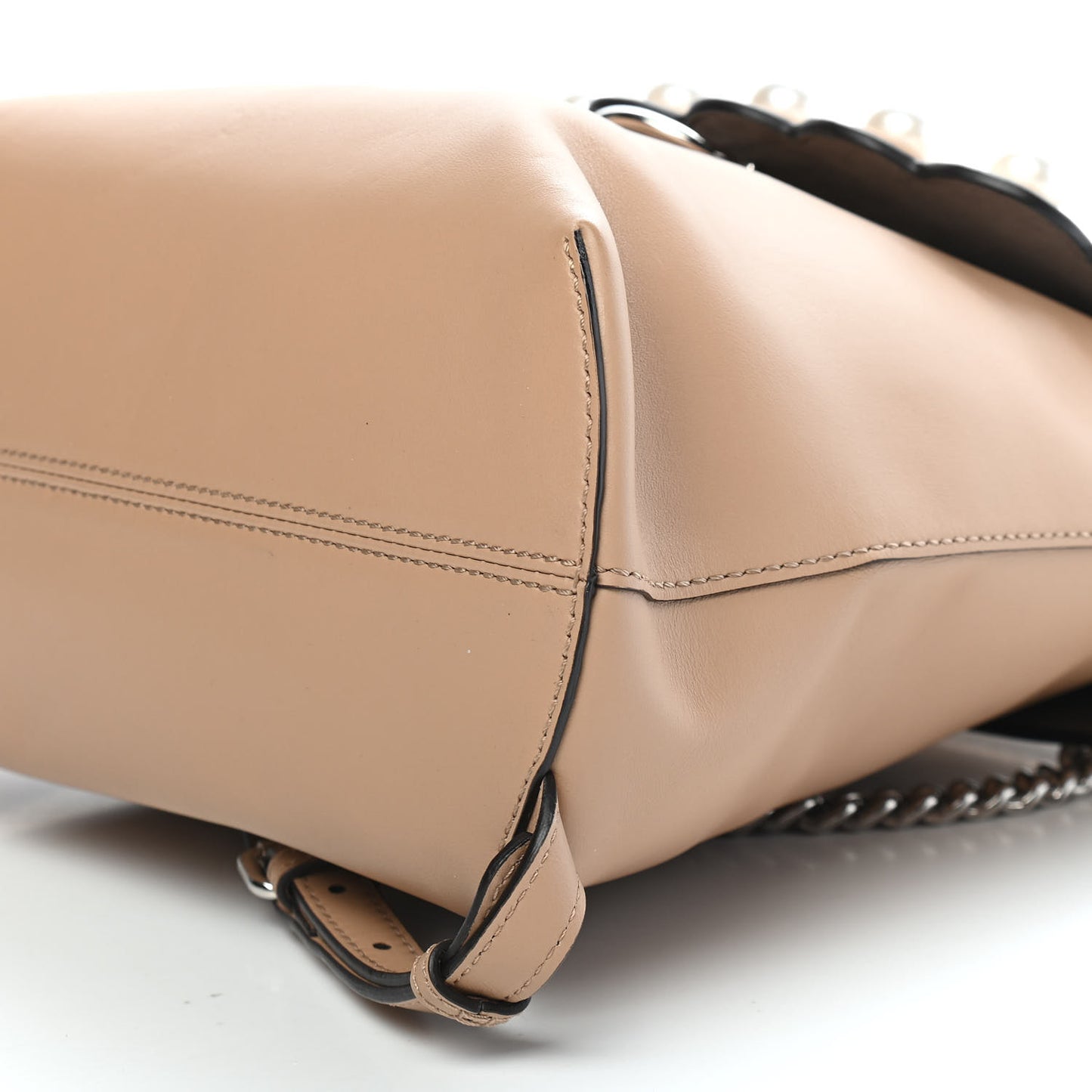 Vitello Century Pearl Bi-Color Scalloped Back to School Backpack Cuoio Camelia
