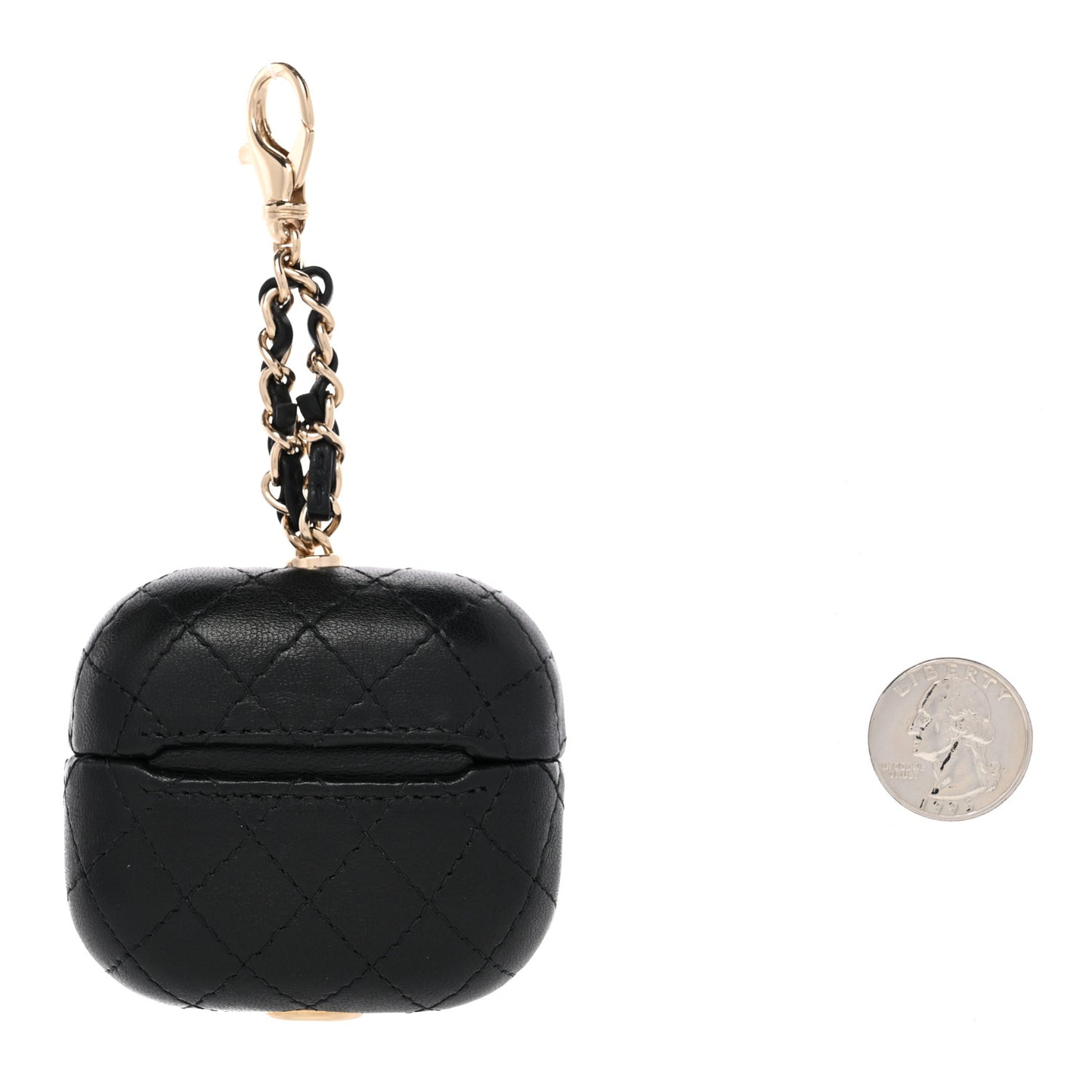 Lambskin Quilted Airpods Pro Case With Chain Black