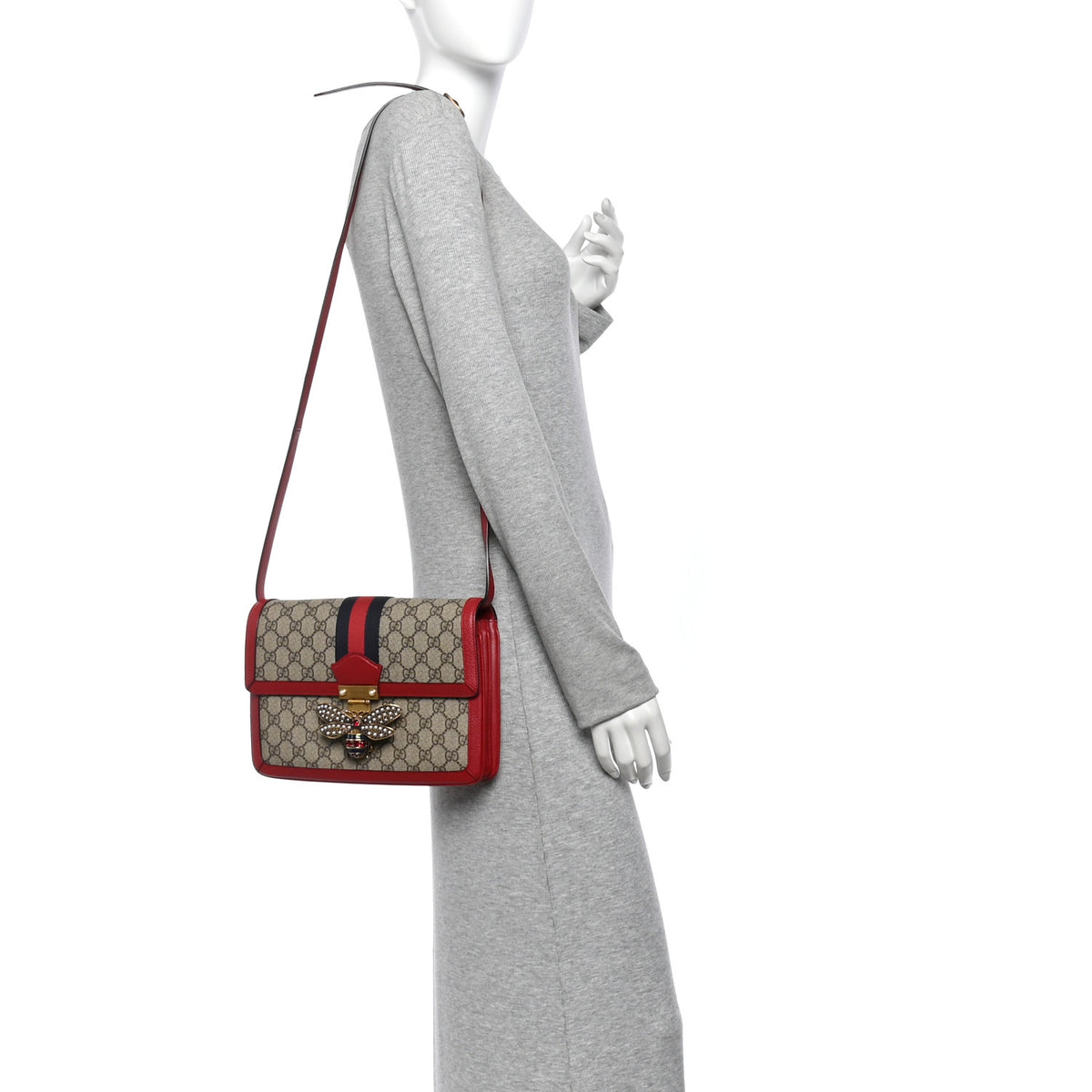 Gucci GG Supreme Monogram Medium Queen Margaret Shoulder Bag Red 2 of 15