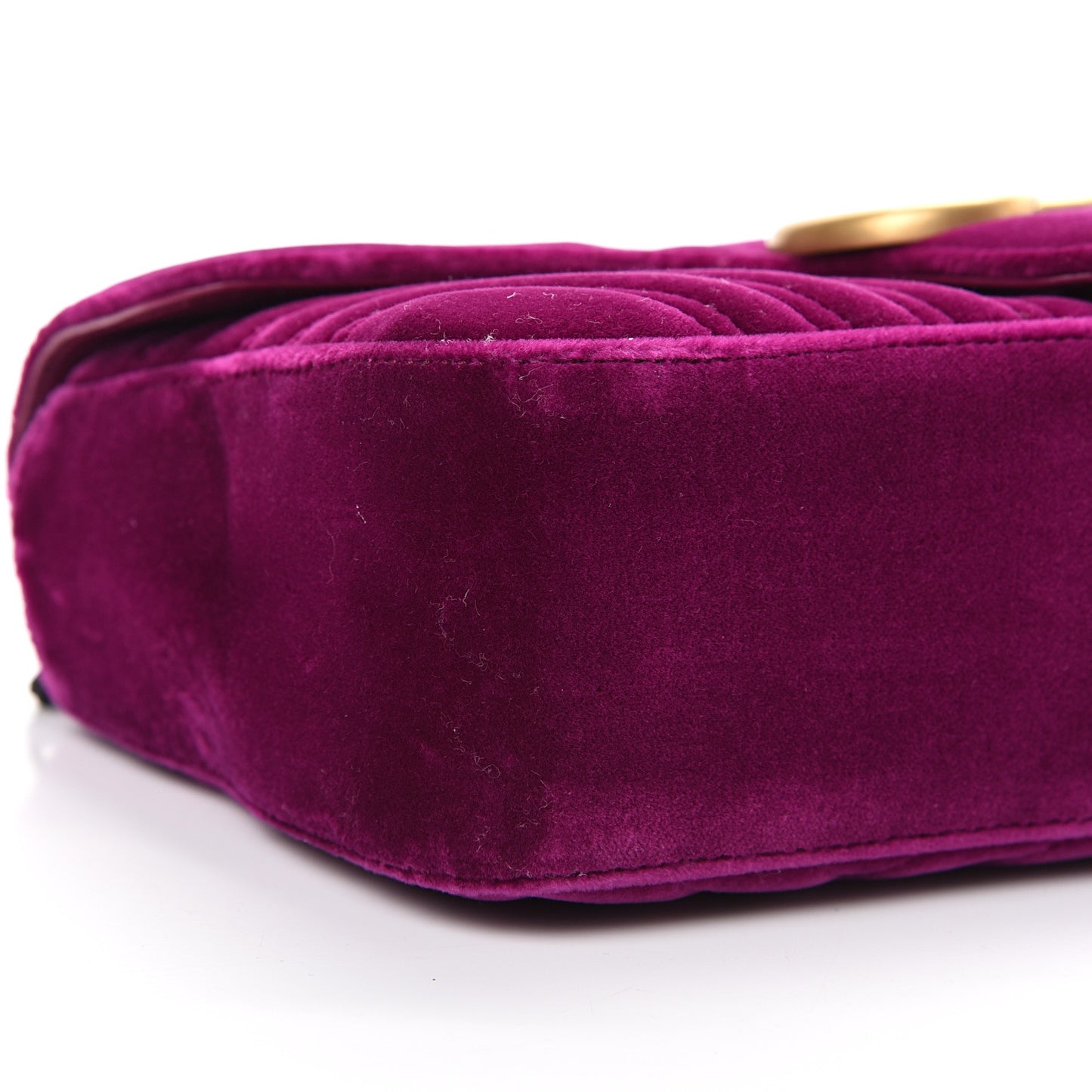 Velvet Matelasse Small GG Marmont Shoulder Bag Fuchsia Violet Cyclamen