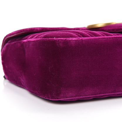 Gucci Velvet Matelasse Small GG Marmont Shoulder Bag Fuchsia Violet Cyclamen 8 of 9