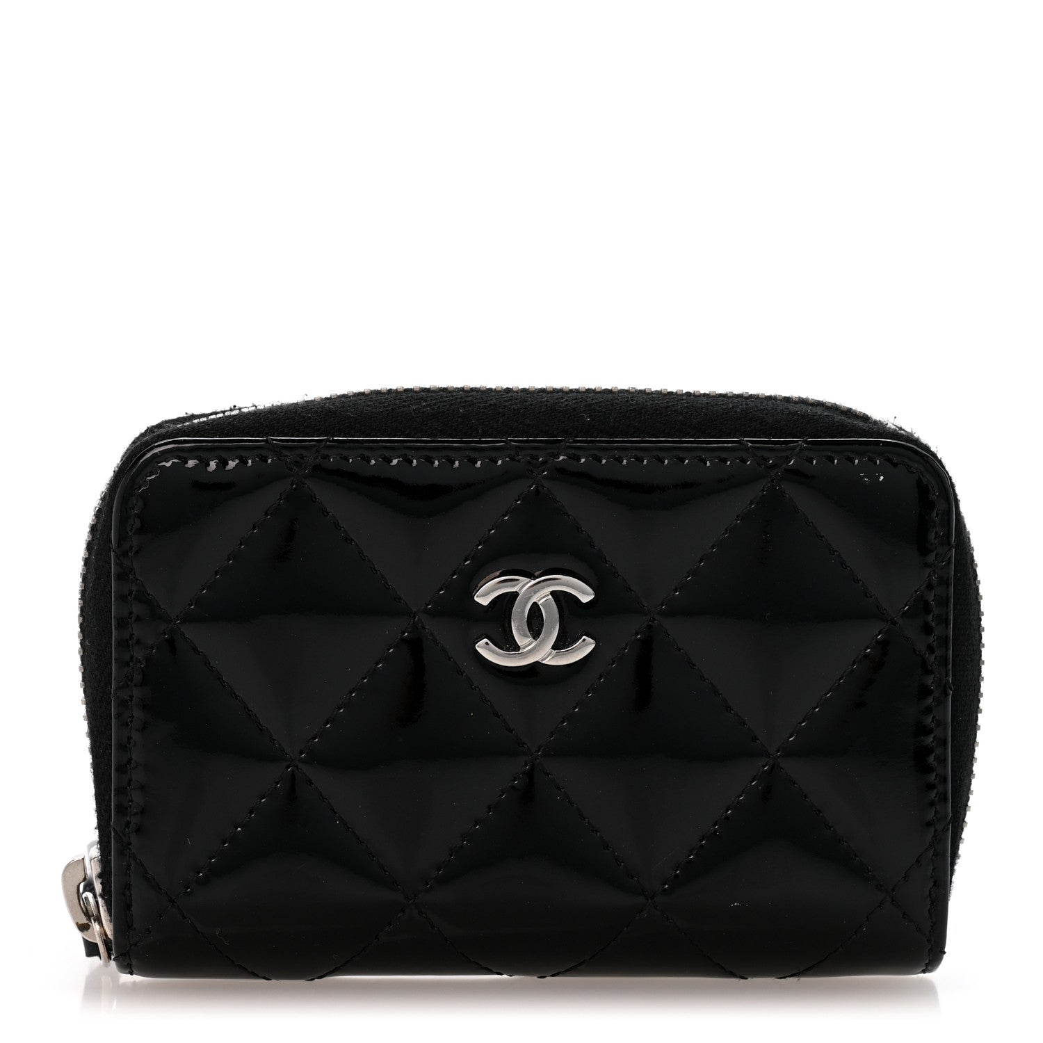 Chanel Patent Calfskin Quilted Zip Coin Purse Black 1 of 10