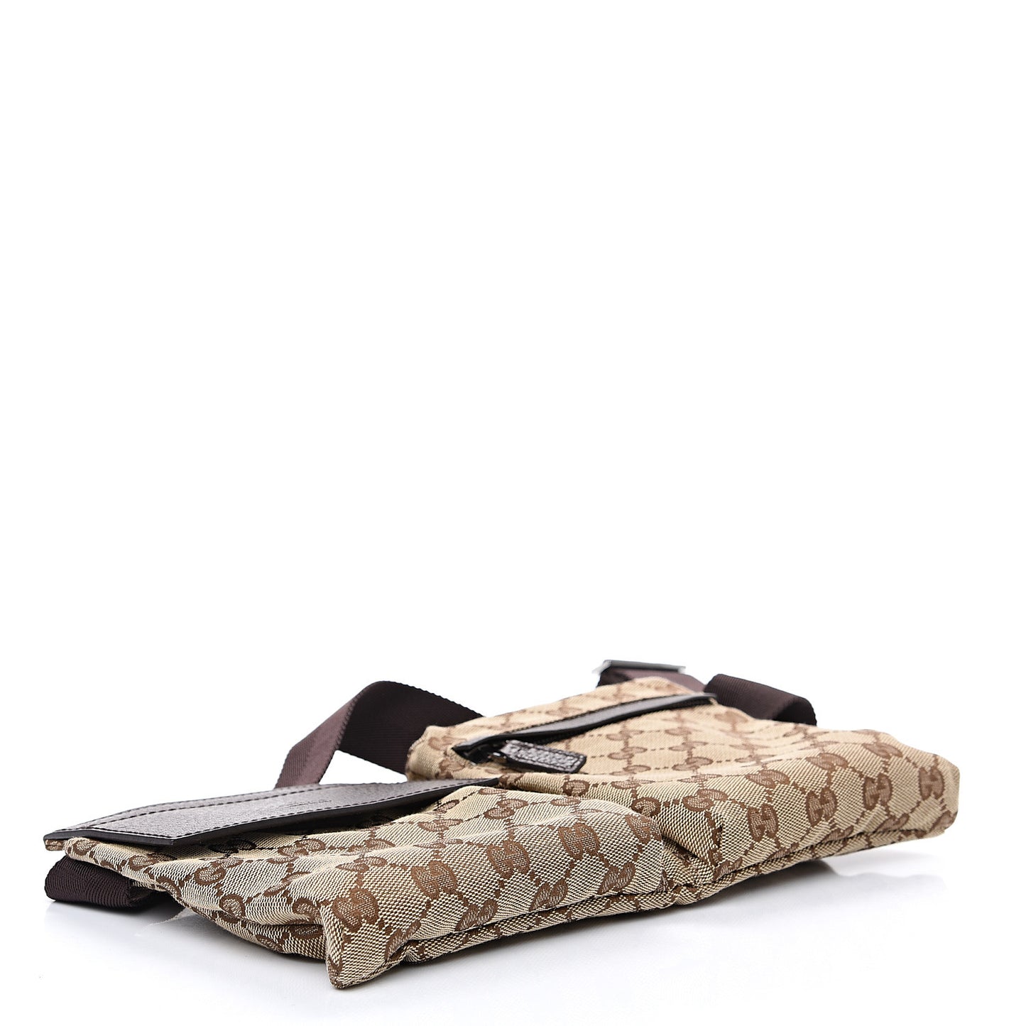 GG Monogram Double Pocket Belt Bag Dark Brown