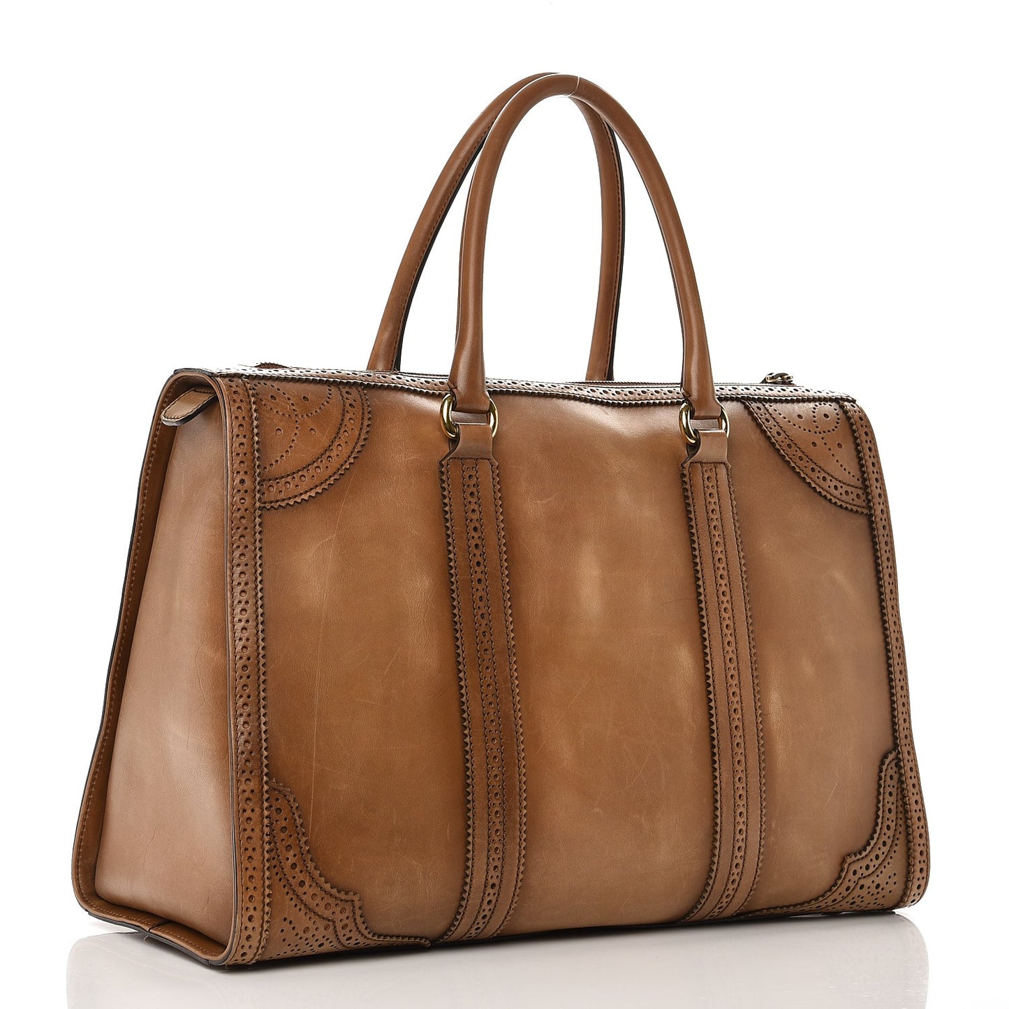 Calfskin Duilio Brogue Tote Honey