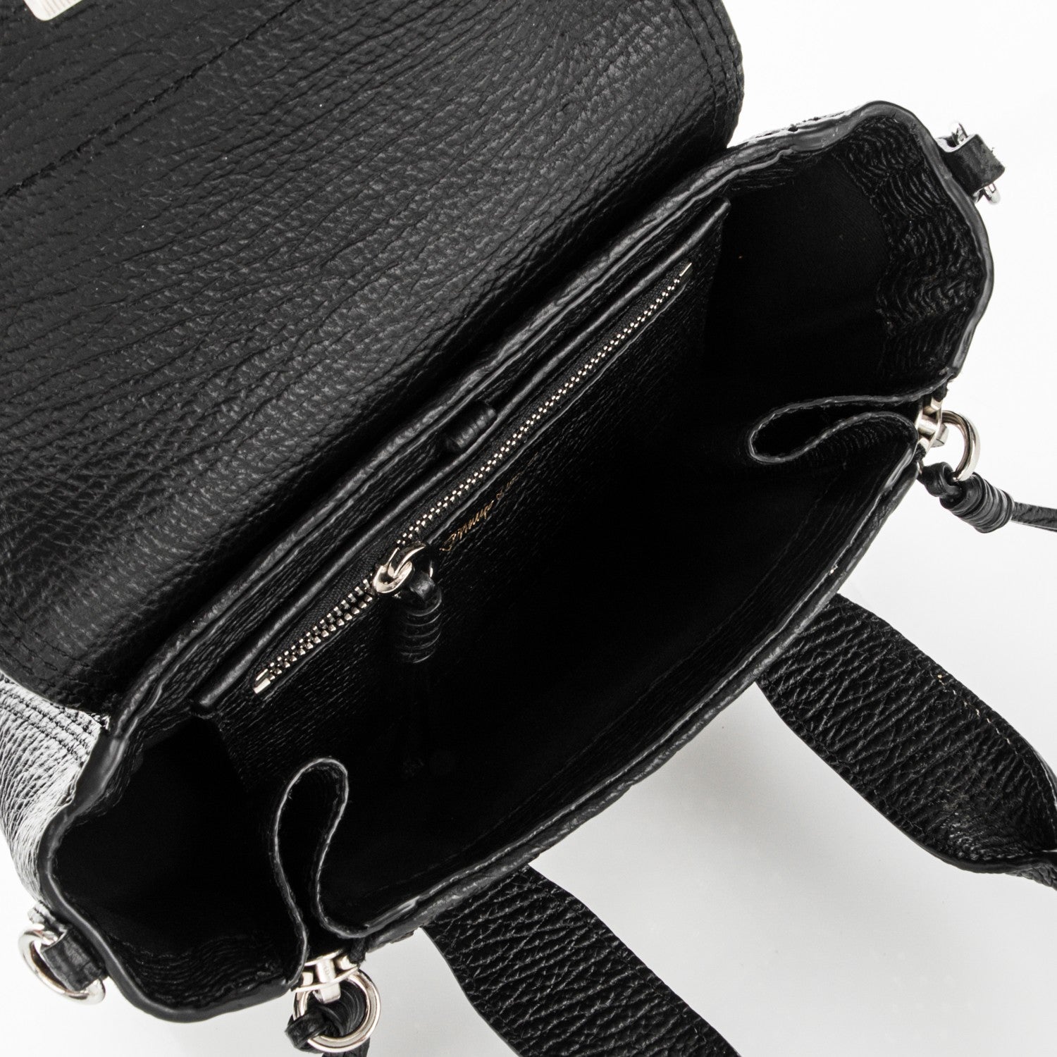 3.1 Phillip Lim 3.1 Textured Calfskin Woven Panel Mini Pashli Satchel Black Silver 5 of 8