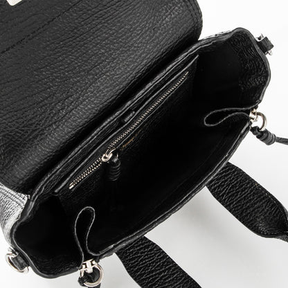 3.1 Phillip Lim 3.1 Textured Calfskin Woven Panel Mini Pashli Satchel Black Silver 5 of 8