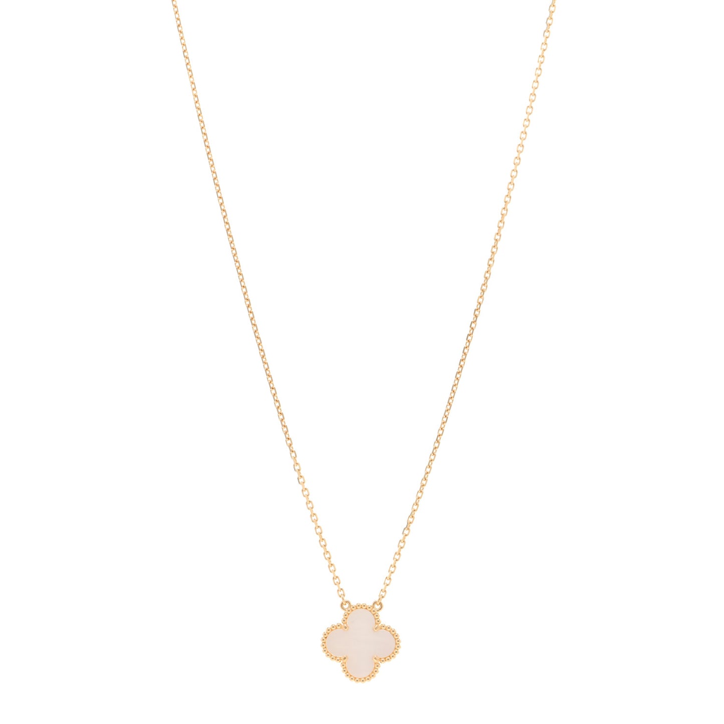 18K Yellow Gold Mother of Pearl Vintage Alhambra Pendant Necklace