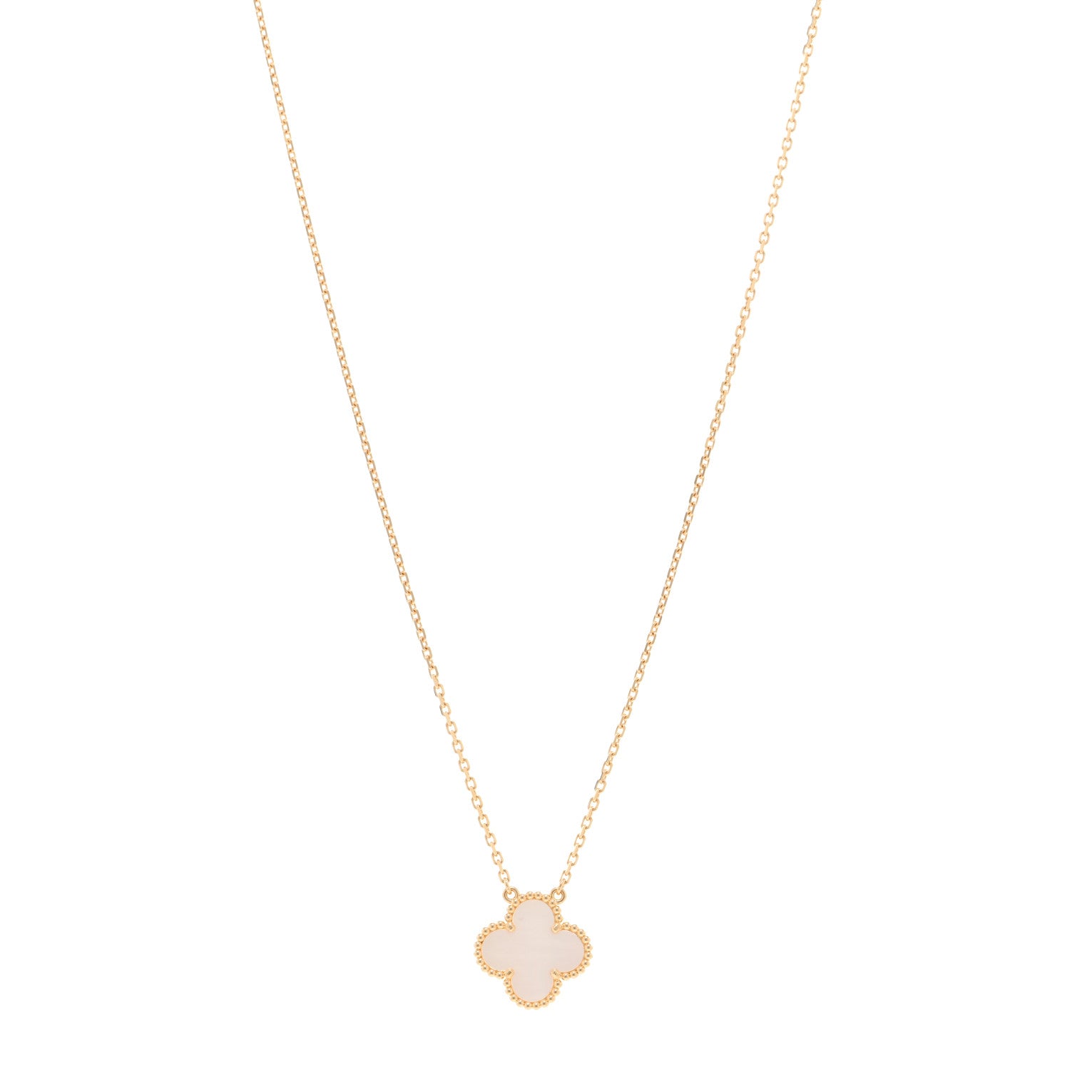 Van Cleef & Arpels 18K Yellow Gold Mother of Pearl Vintage Alhambra Pendant Necklace 1 of 4