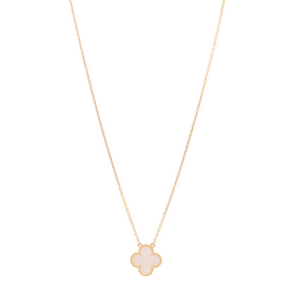 Van Cleef & Arpels 18K Yellow Gold Mother of Pearl Vintage Alhambra Pendant Necklace 1 of 4