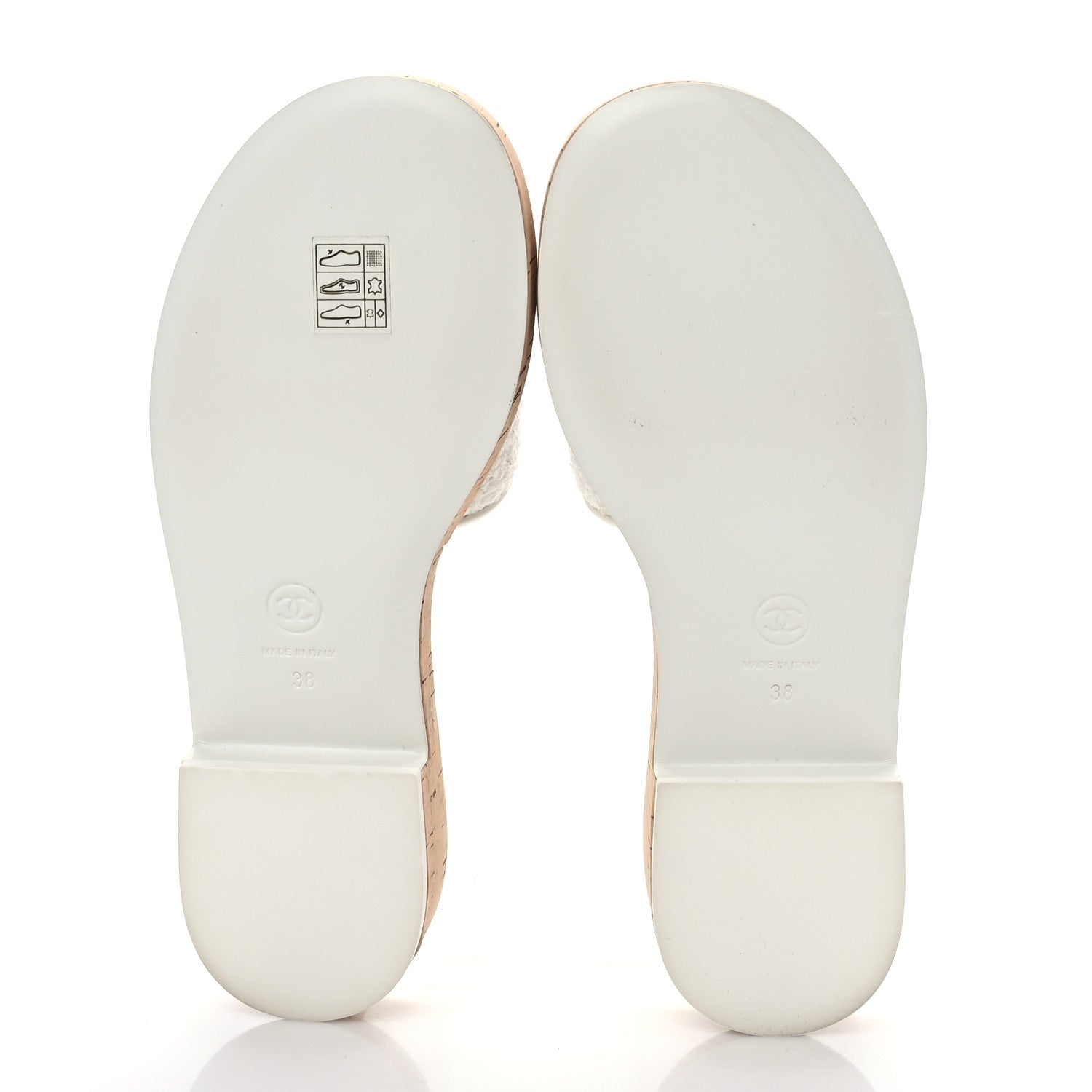 Chanel Tweed Cork CC Chain Mule Sandal 38 White 5 of 8