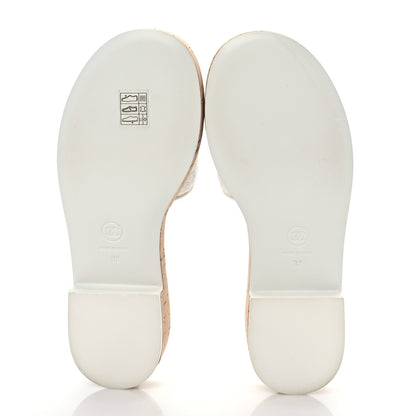 Chanel Tweed Cork CC Chain Mule Sandal 38 White 5 of 8