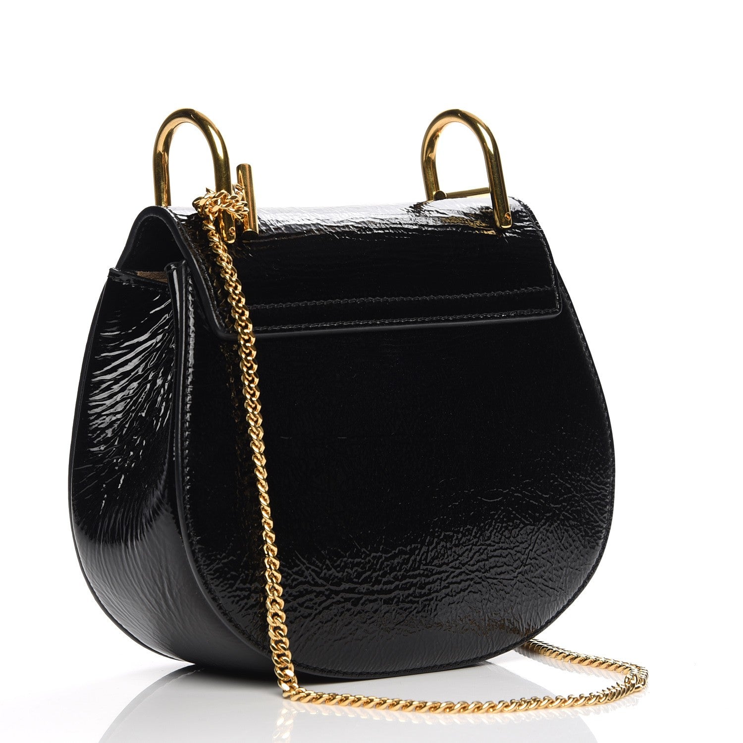 Chloe Grained Patent Mini Drew Shoulder Bag Black 3 of 7