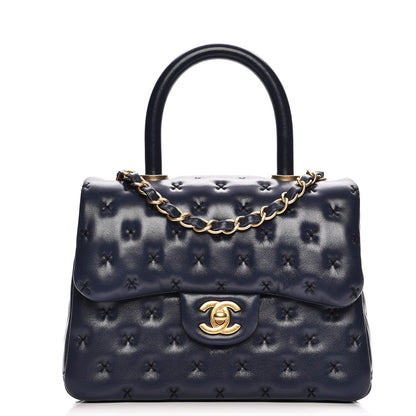 Chanel Lambskin Cross Stitch Mini Coco Handle Flap Dark Blue 1 of 11