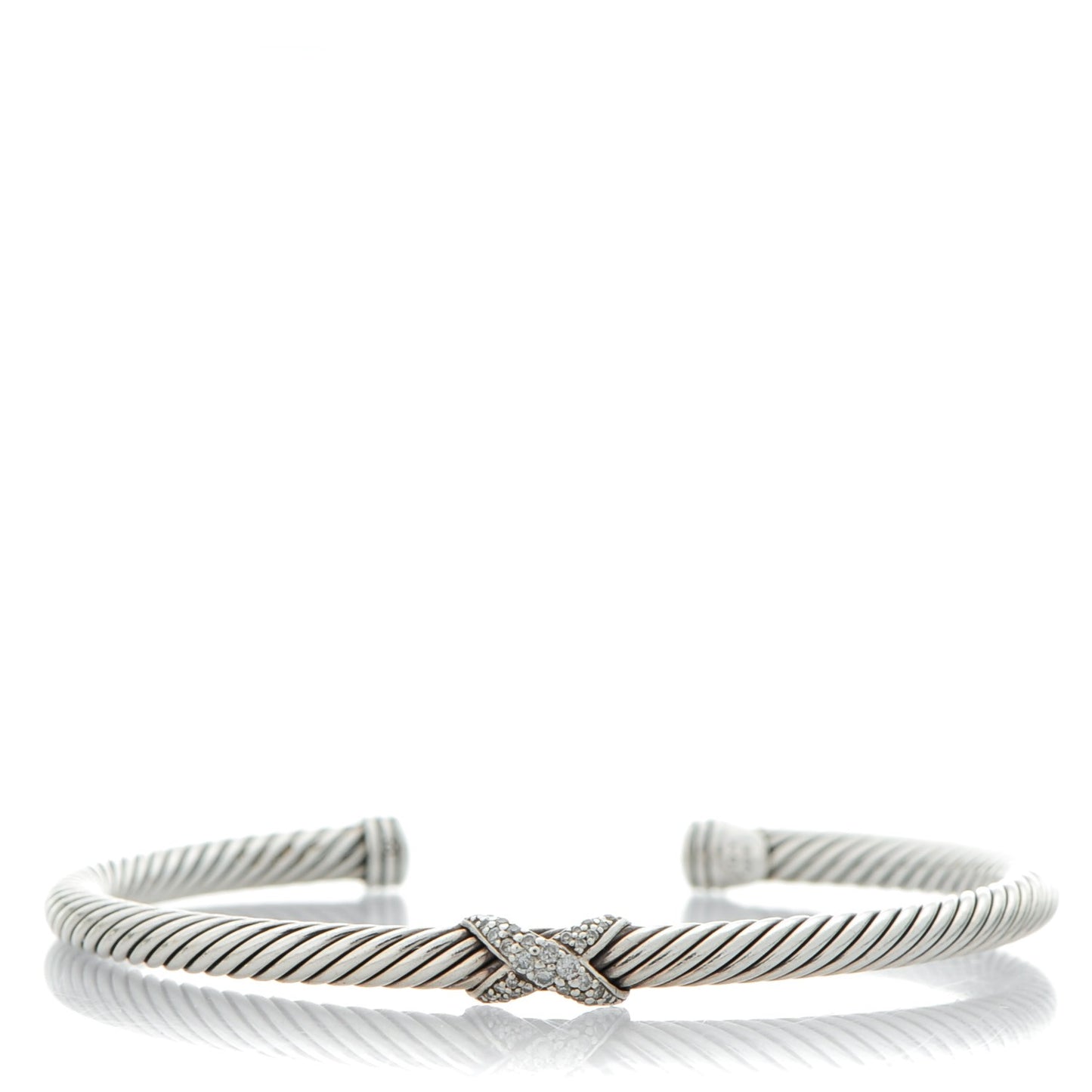 Sterling Silver Diamond 4mm X Cable Bracelet