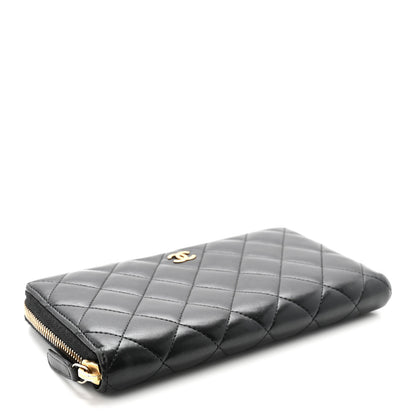Chanel Lambskin Quilted Large Gusset Zip Around Wallet Black 4 of 8