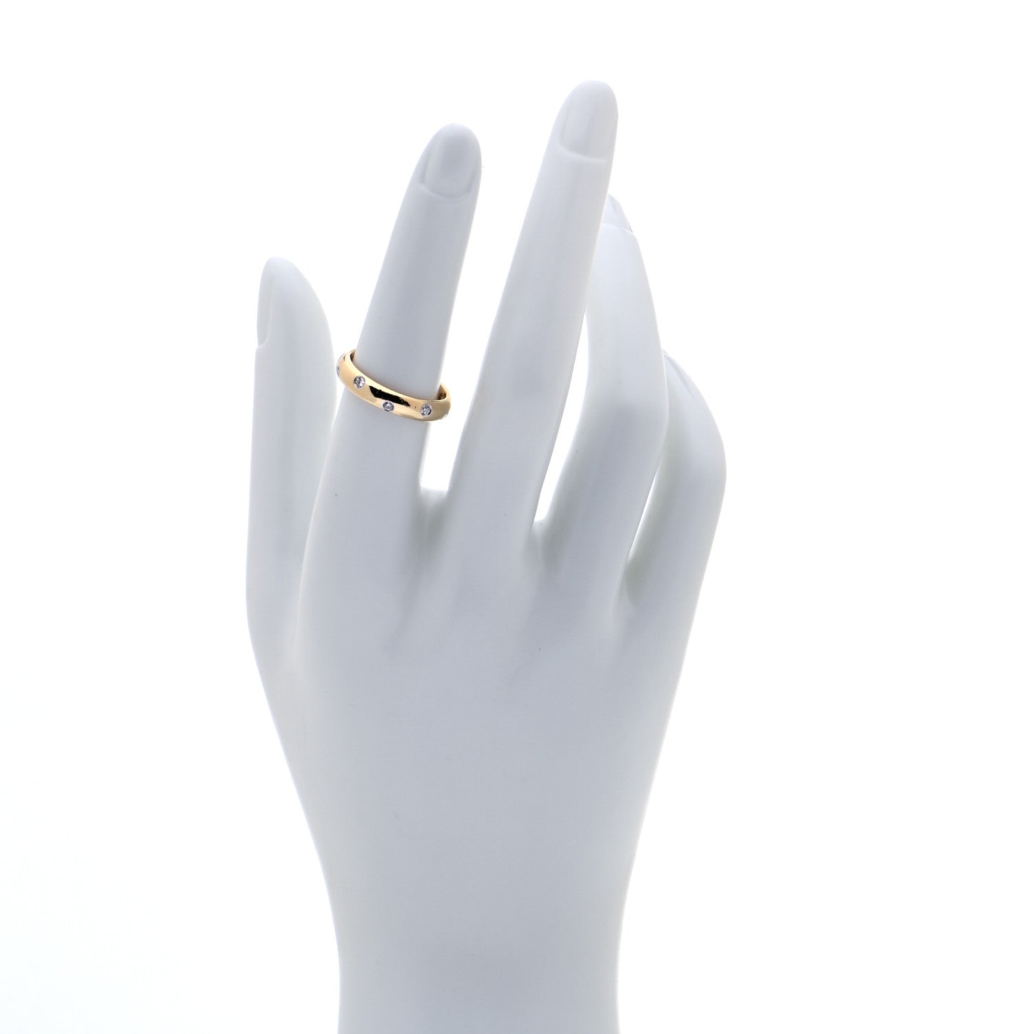 Tiffany 18K Yellow Gold Platinum Diamond 4mm Etoile Band Ring 53 6.5 2 of 7