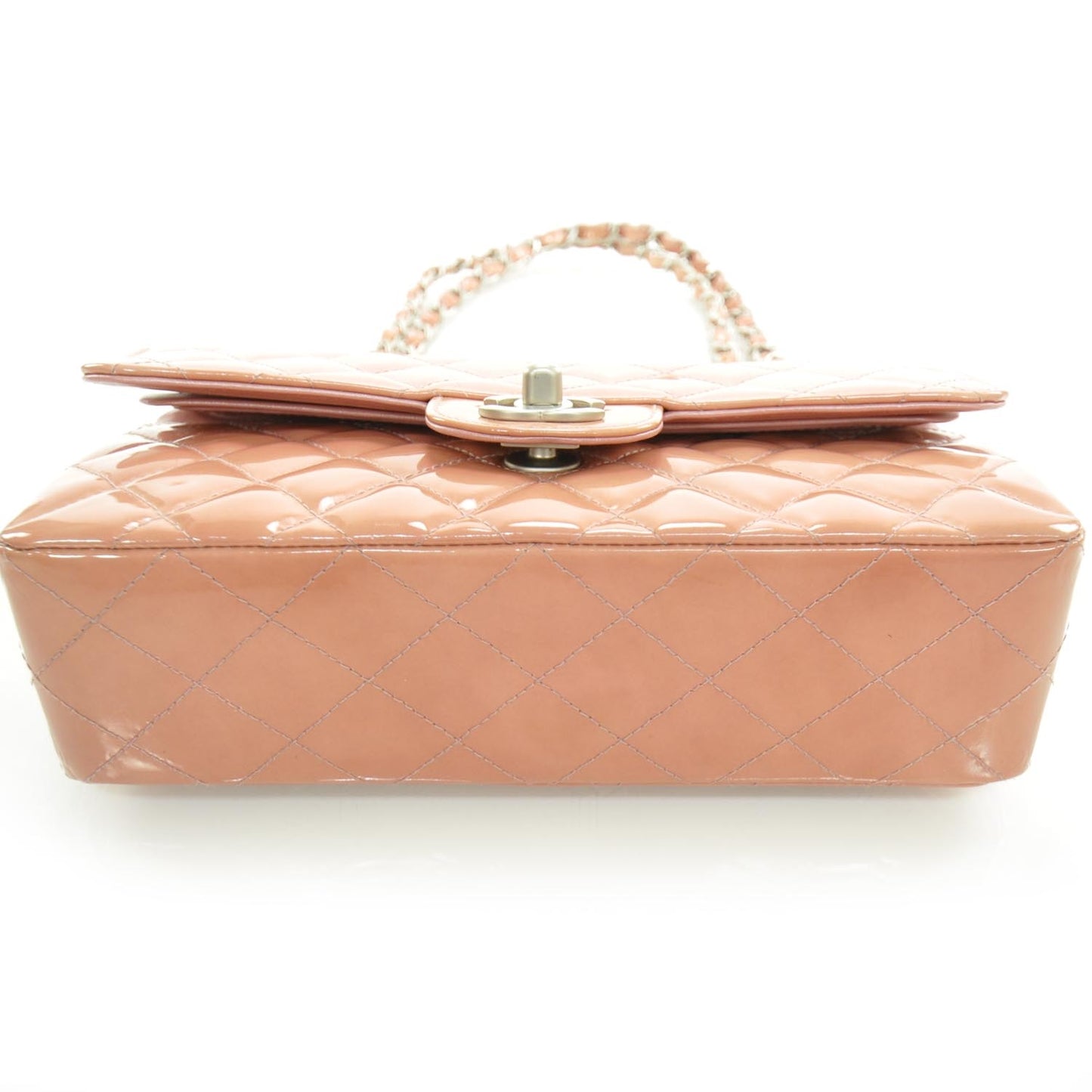 Patent Quilted Small Double Flap Pink SHW