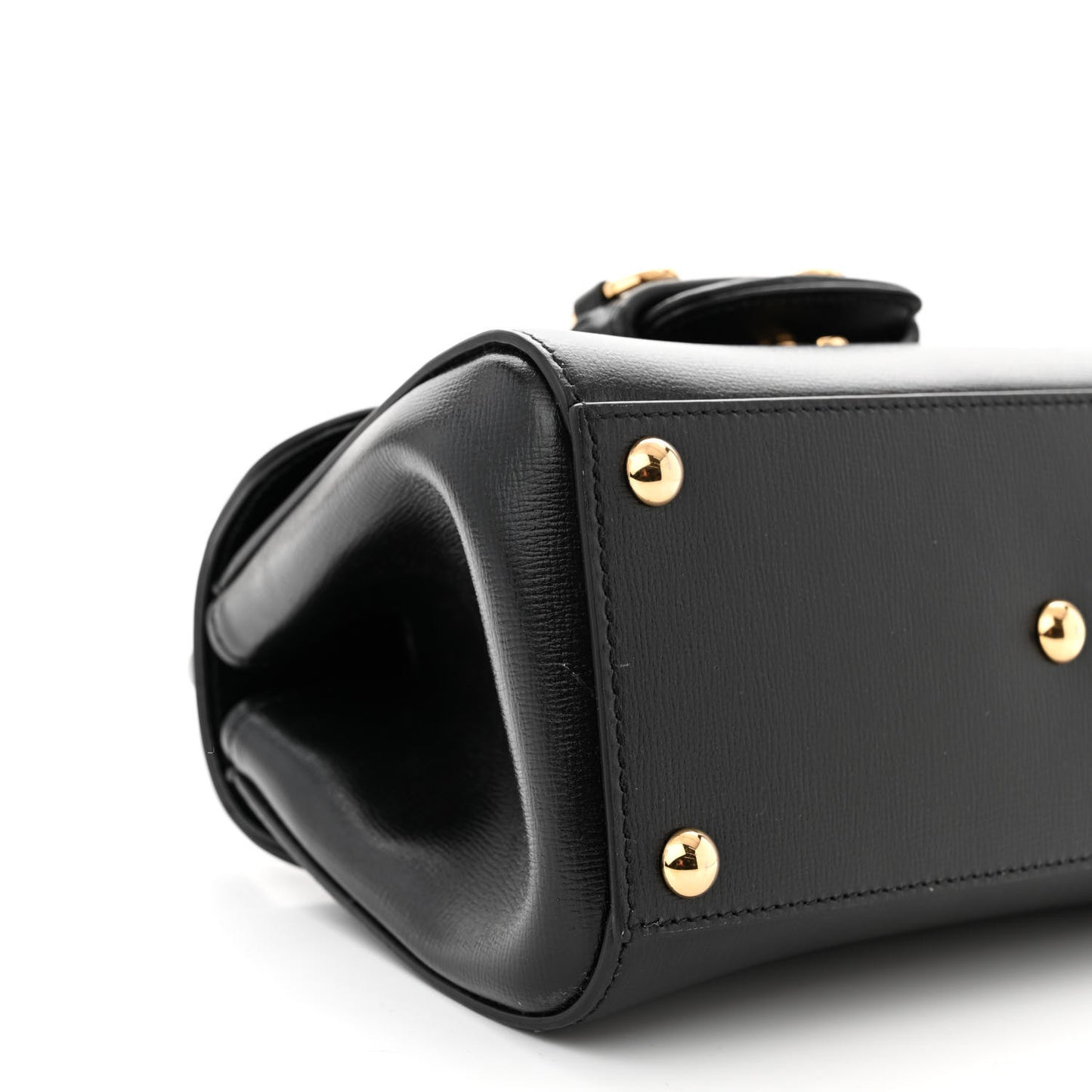 Glazed Textured Calfskin Mini Horsebit 1955 Top Handle Flap Bag Black