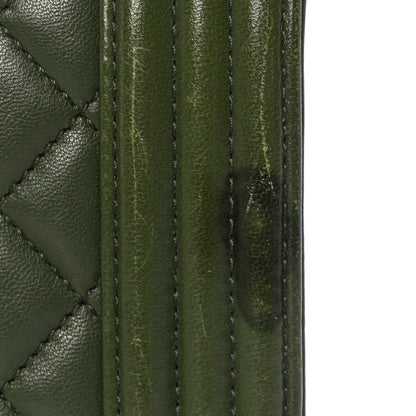 Chanel Lambskin Quilted New Medium Boy Flap Dark Green 13 of 16